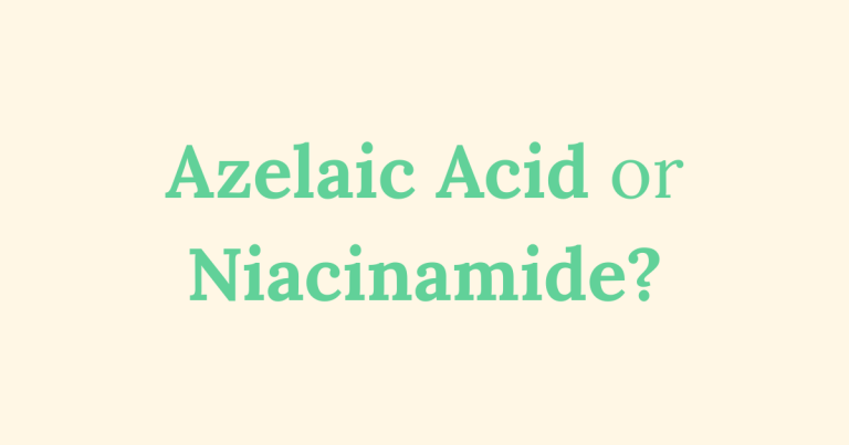 Graphic image with text "Azelaic Acid or Niacinamide?"
